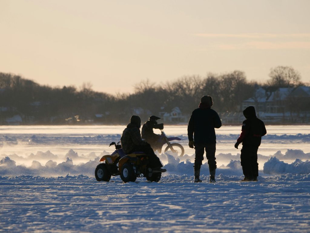 Snowmobiles on ice
