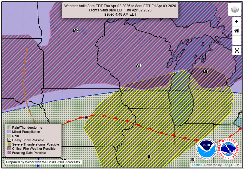 frezzing rain and severe storms wisconsin