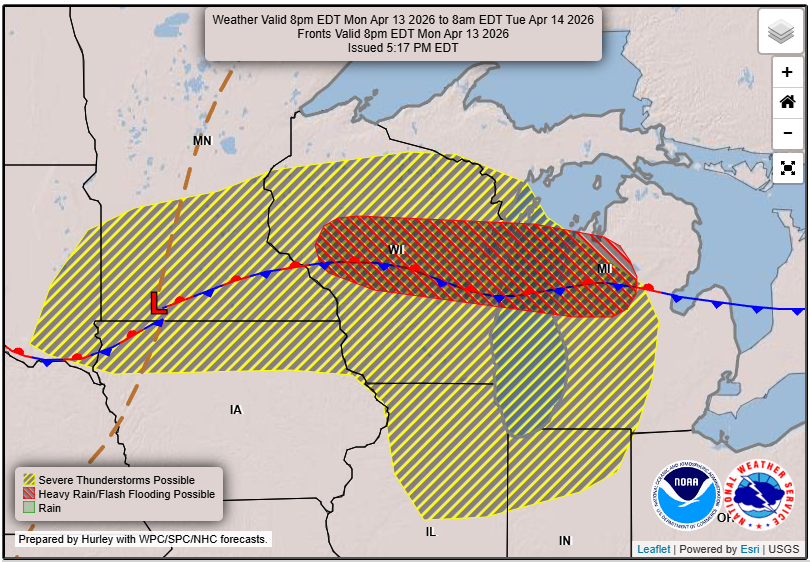 Tornado on warm front
