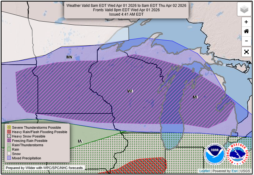 Ice storm and severe weather in Wisconsin